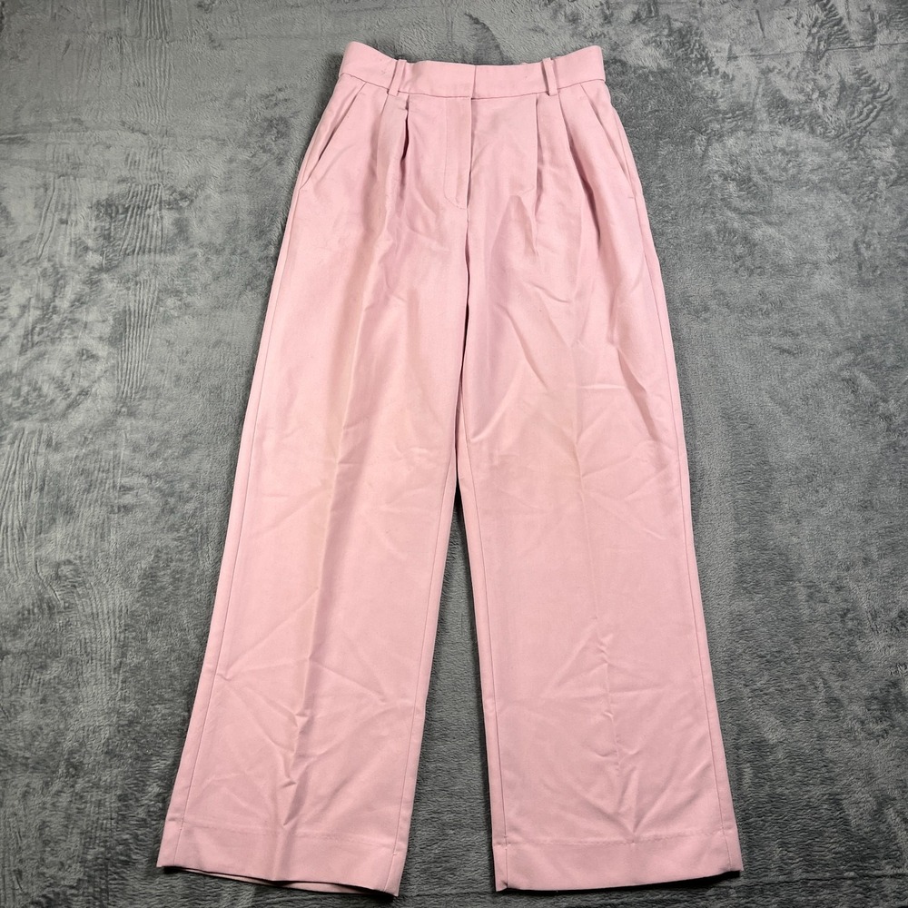 Abercrombie & Fitch Dress Pants Womens 4S Light Pink Wide Leg Pleated Business